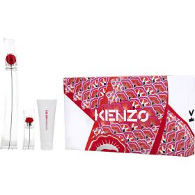 KENZO FLOWER by Kenzo EAU DE PARFUM SPRAY 3.4 OZ & BODY MILK 2.5 OZ & EAU DE PARFUM SPRAY 0.5 OZ MINI