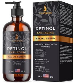 Retinol Serum for Face with Hyaluronic Acid Vitamin E and A Aloe Vera 8 Oz Anti Aging Serum Pore Tightener Fade Dark Spots Clinical Strength Formula