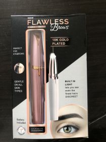 Mini Electric Eyebrow Trimmer Lipstick Brows Pen Hair Remover Painless Razor Epilator with LED Light (Option: Rose gold-Battery)